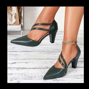 Elegant Green Strappy Heels